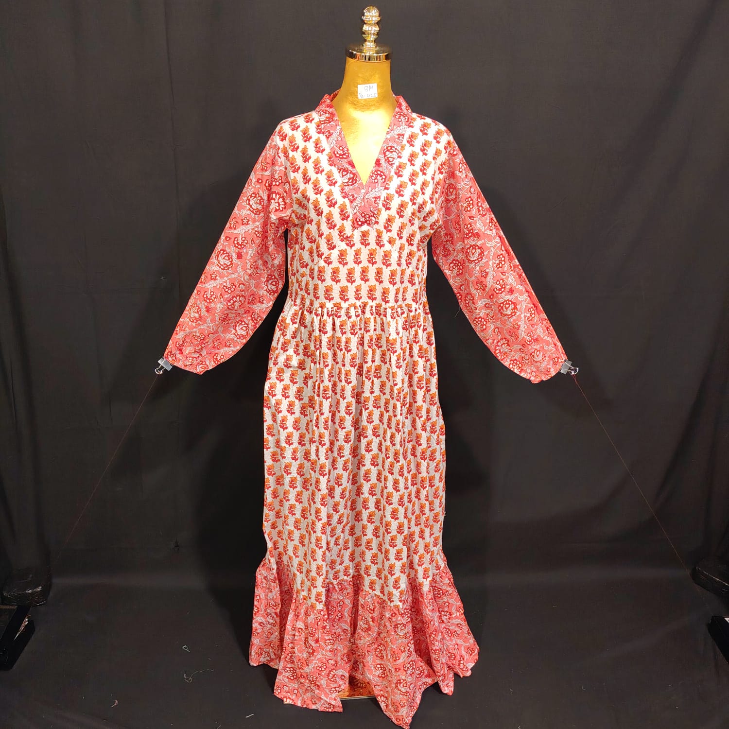 S/M Bahira Printed Cotton Dress 57" Long Jalabiya