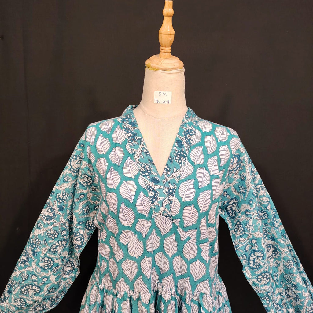 S/M Bahira Printed Cotton Dress 57" Long Jalabiya