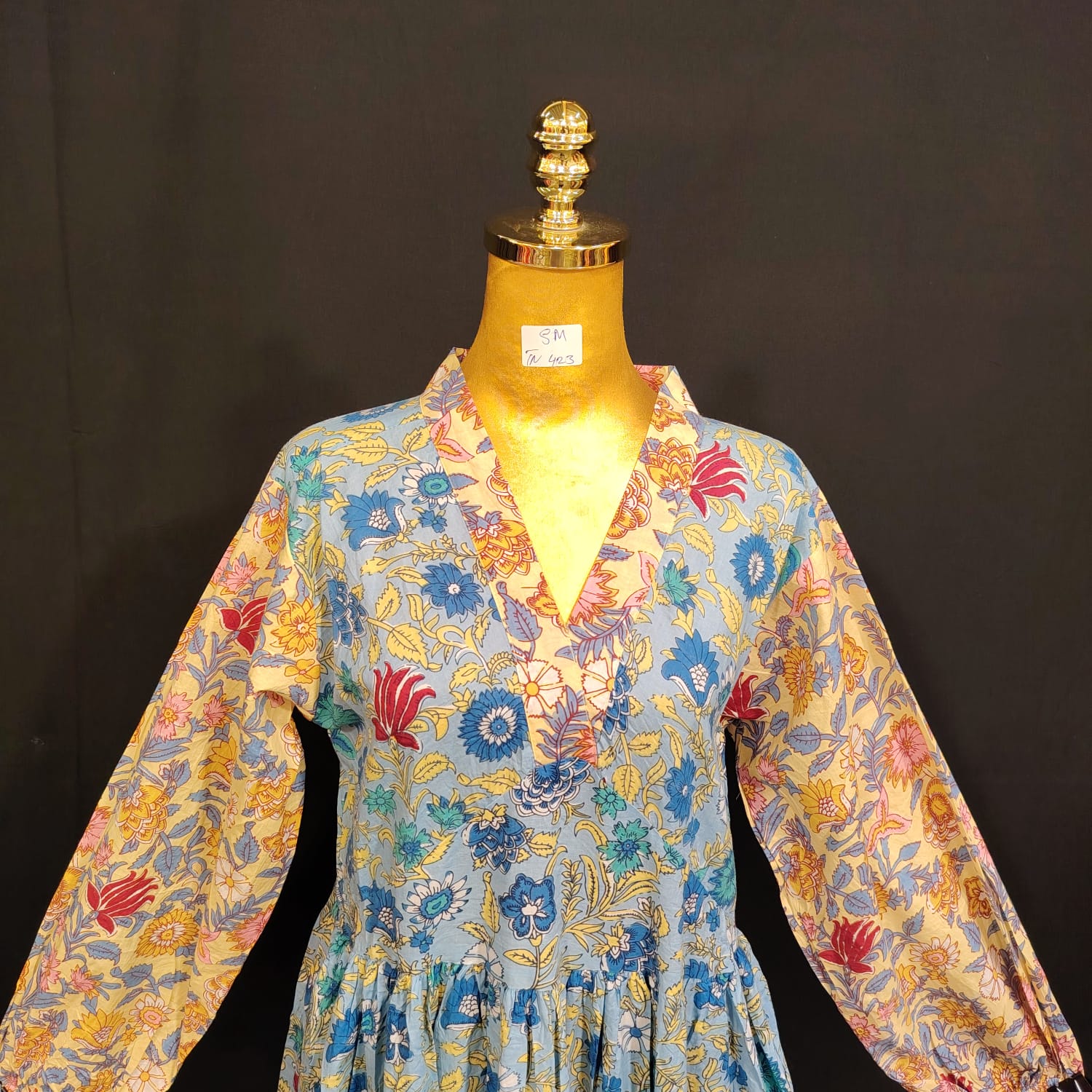 S/M Bahira Printed Cotton Dress 57" Long Jalabiya