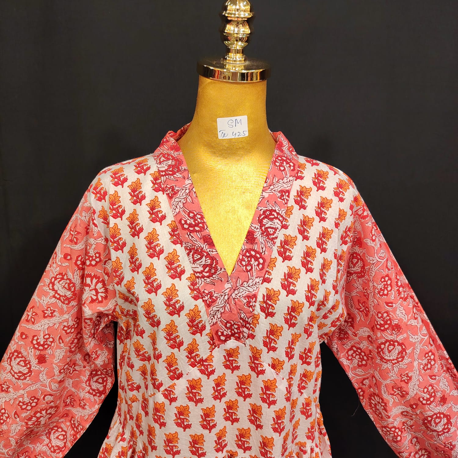 S/M Bahira Printed Cotton Dress 57" Long Jalabiya