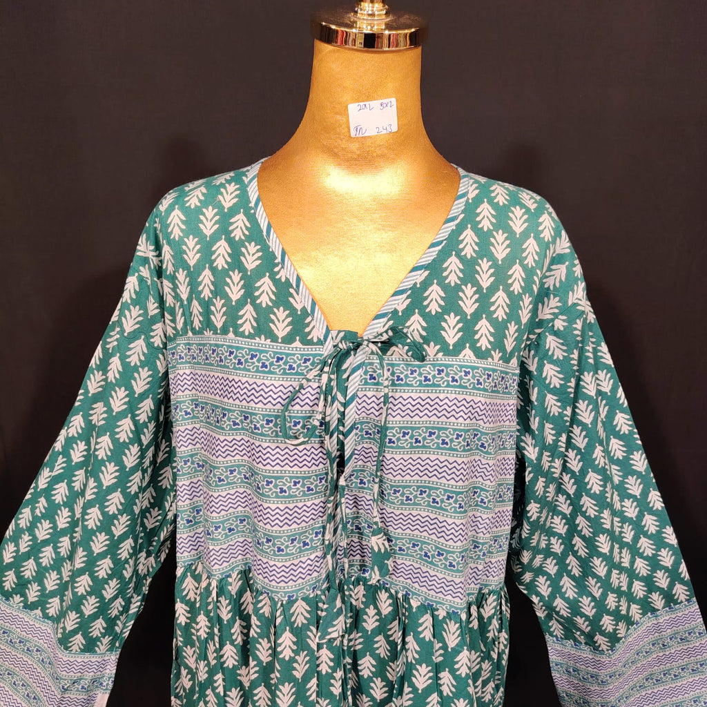 2XL-3XL Beach Printed Cotton Dress 57" Long Jalabiya