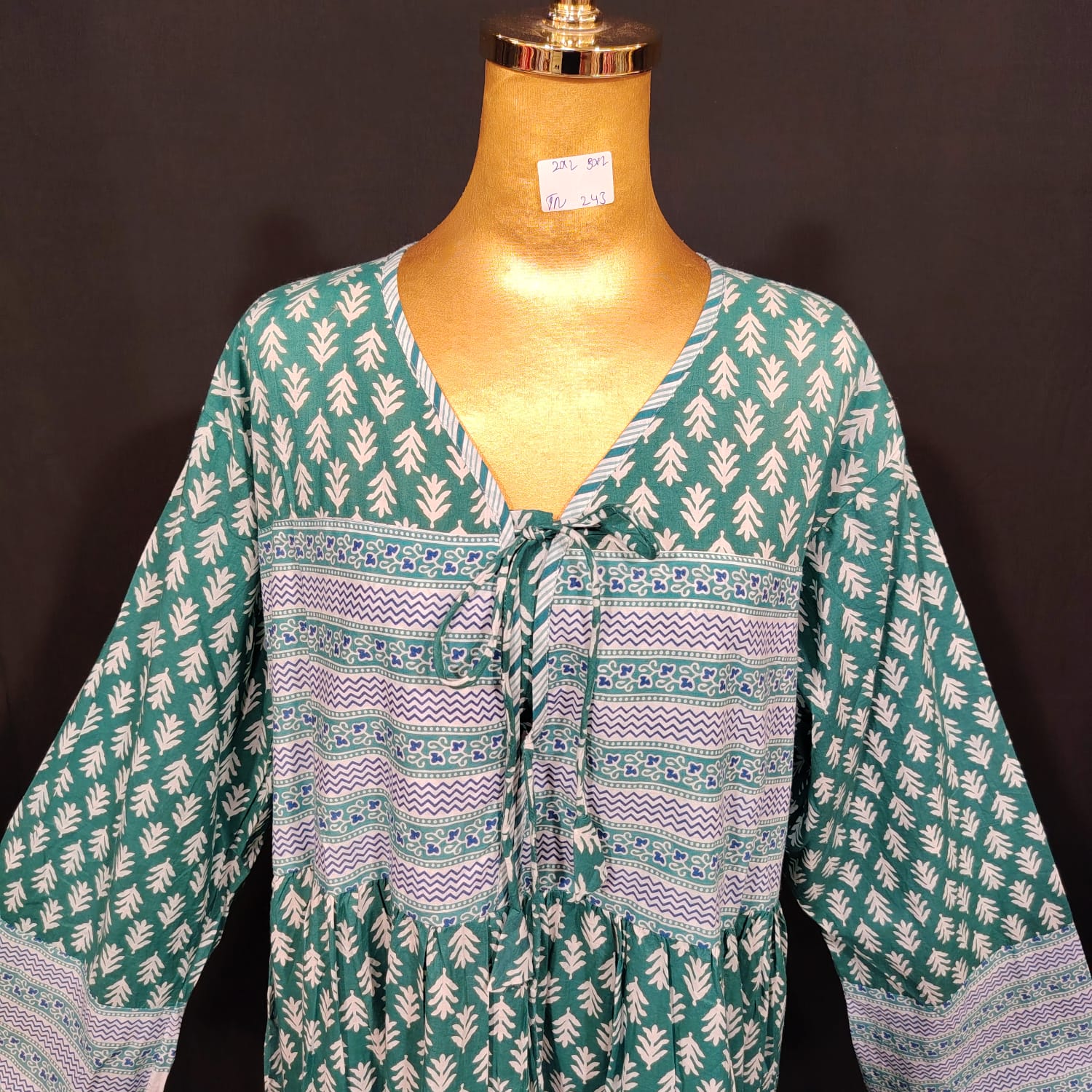 2XL-3XL Beach Printed Cotton Dress 57" Long Jalabiya