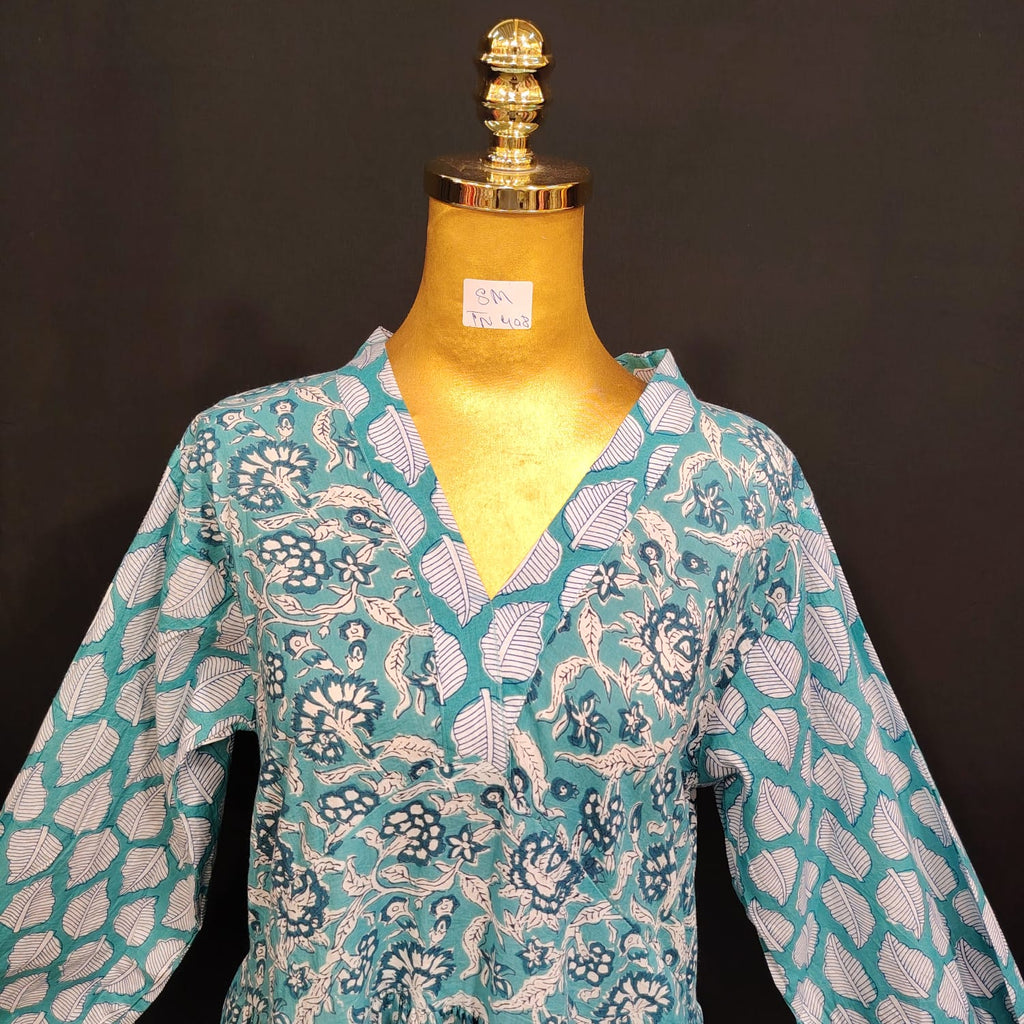 S/M Bahira Printed Cotton Dress 57" Long Jalabiya