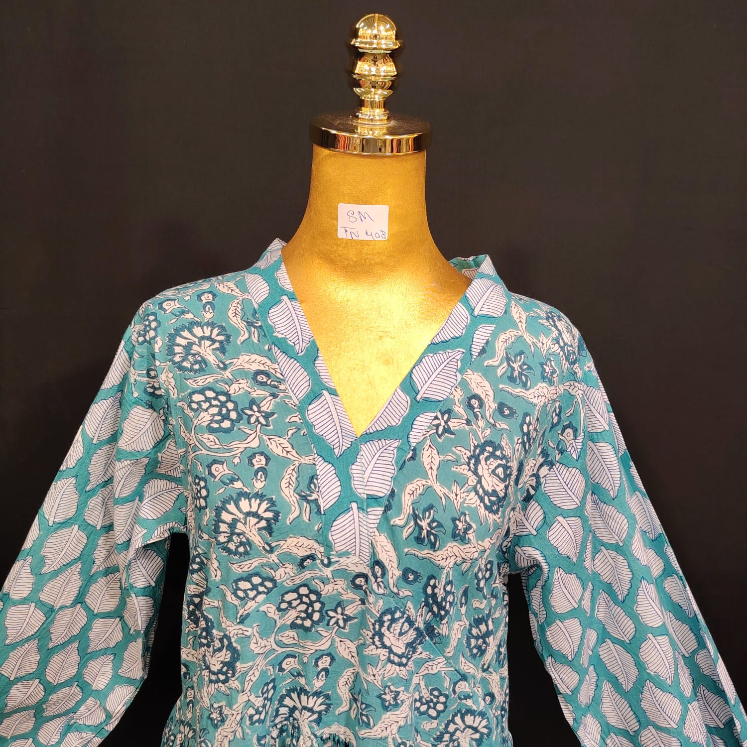 S/M Bahira Printed Cotton Dress 57" Long Jalabiya