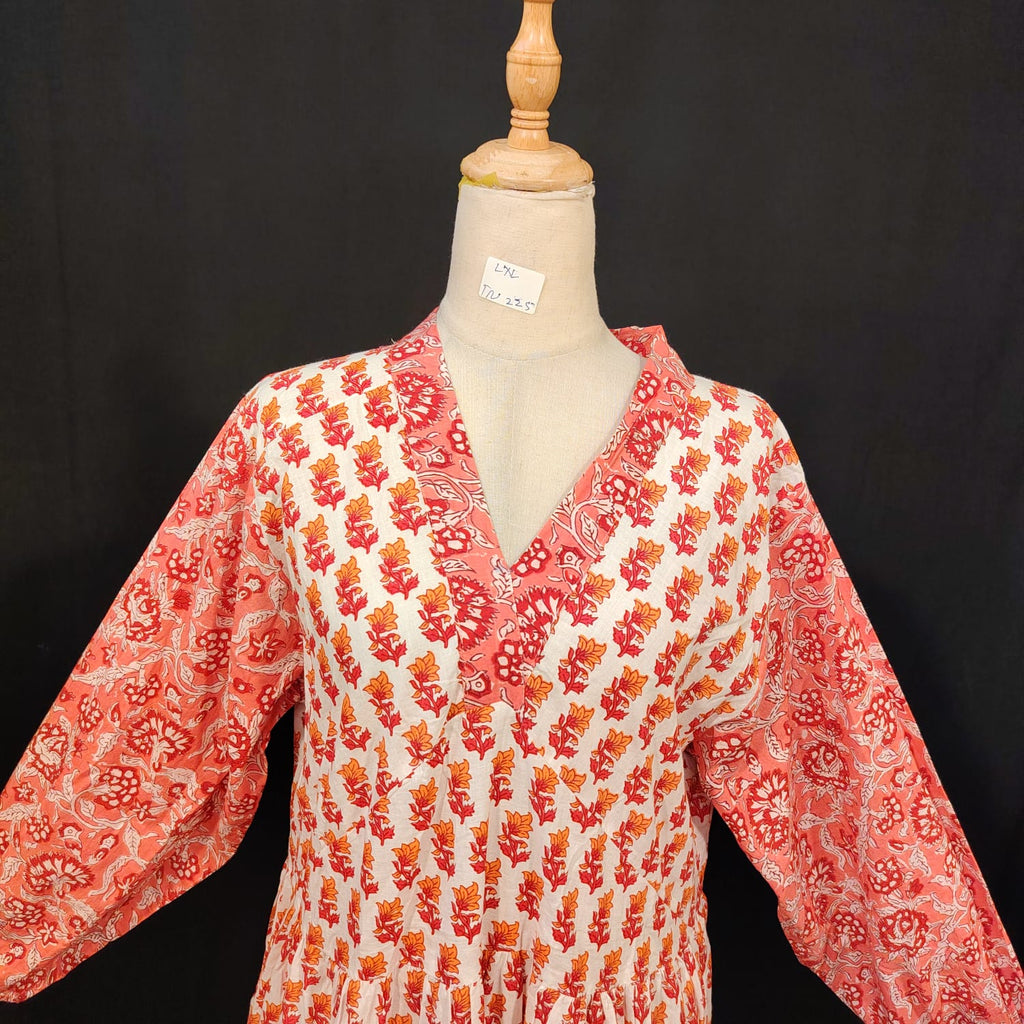 L-XL Bahira Cotton Printed Dress 57" Long Jalabiya