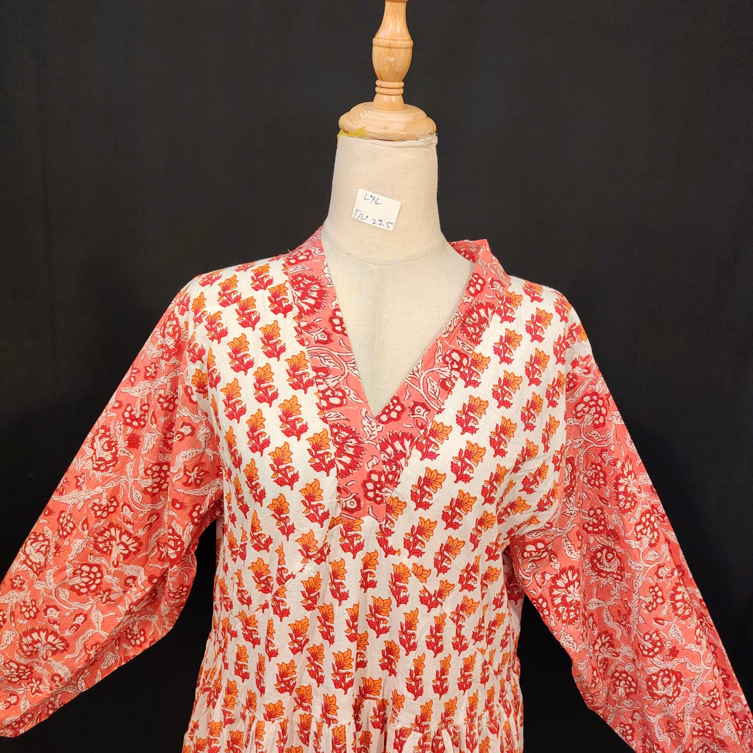 L-XL Bahira Cotton Printed Dress 57" Long Jalabiya