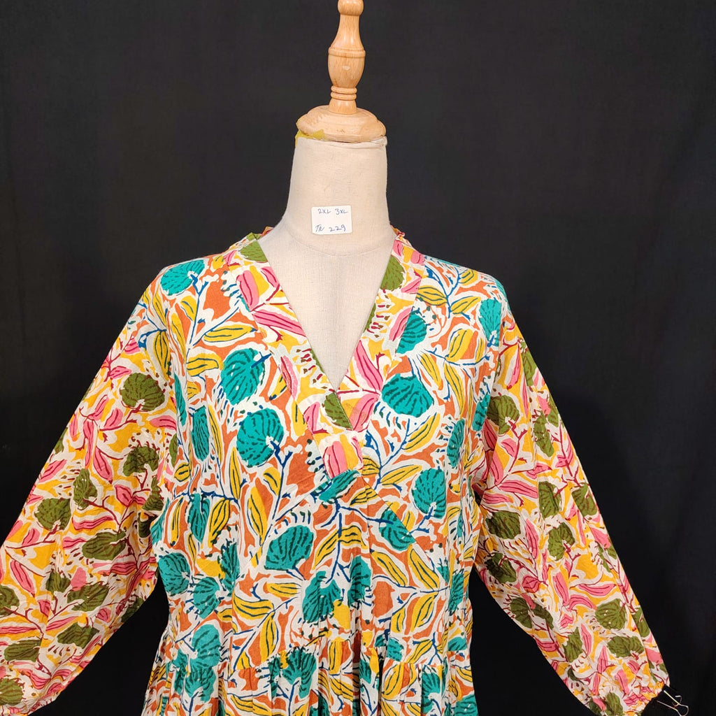 2XL-3XL Bahira Printed Cotton Dress 57" Long Jalabiya