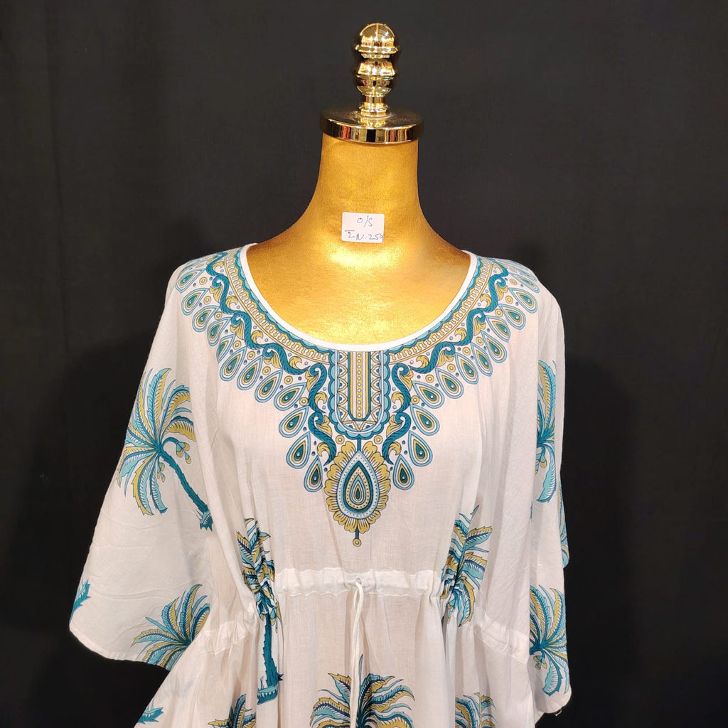 Free size Farasah Printed Cotton Dress 57" Long Jalabiya