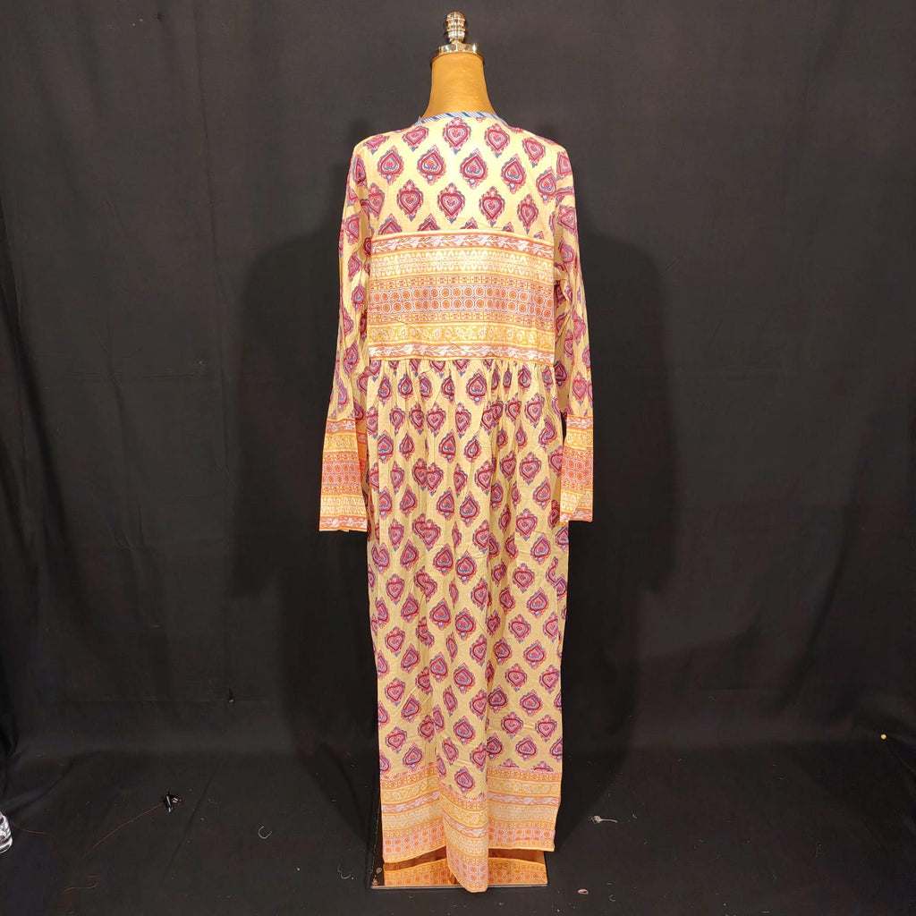 2XL-3XL Beach Printed Cotton Dress 57" Long Jalabiya