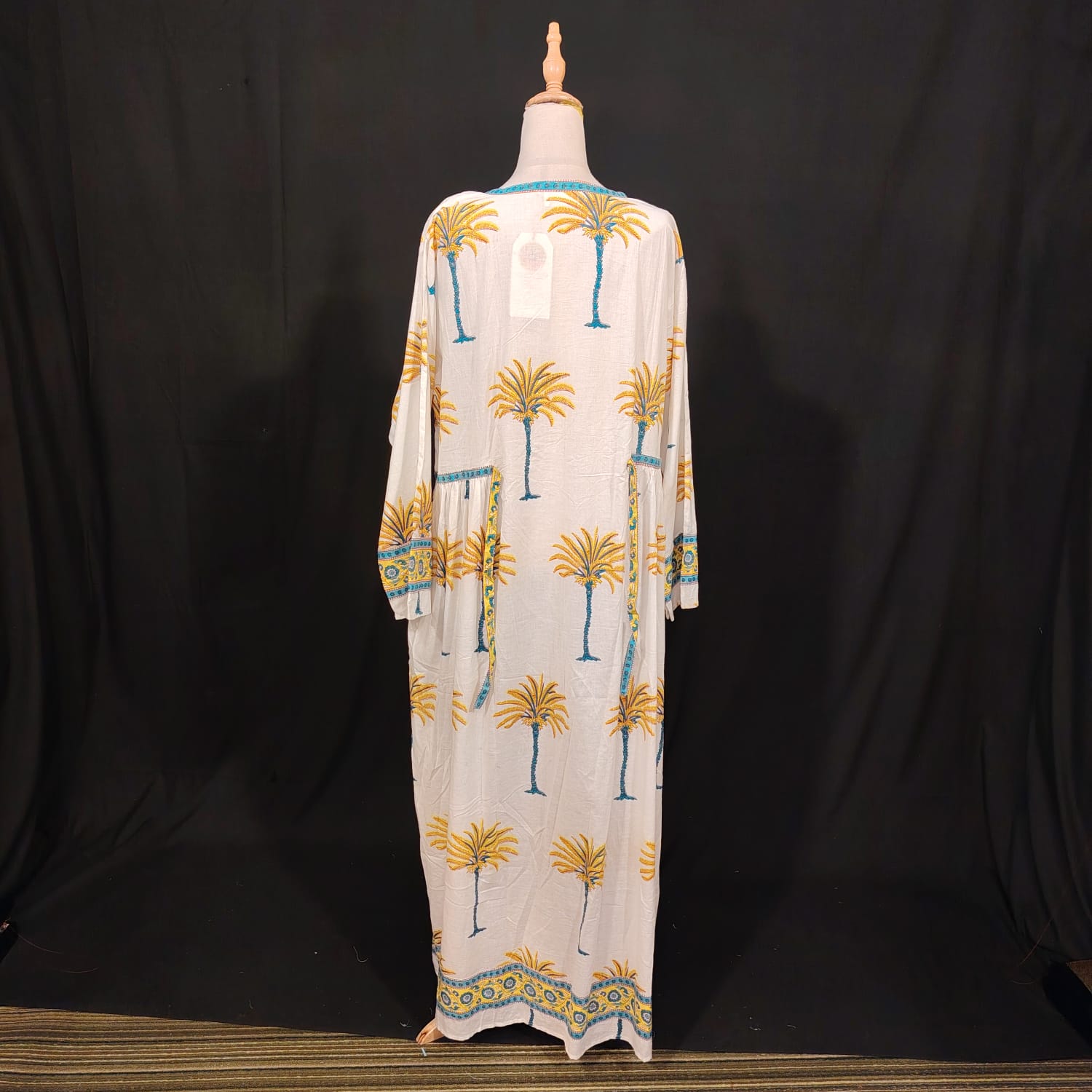 2XL-3XL Bhopali Printed Cotton Dress 57" Long Jalabiya