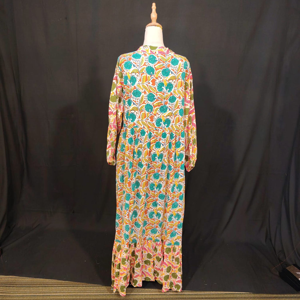 2XL-3XL Bahira Printed Cotton Dress 57" Long Jalabiya