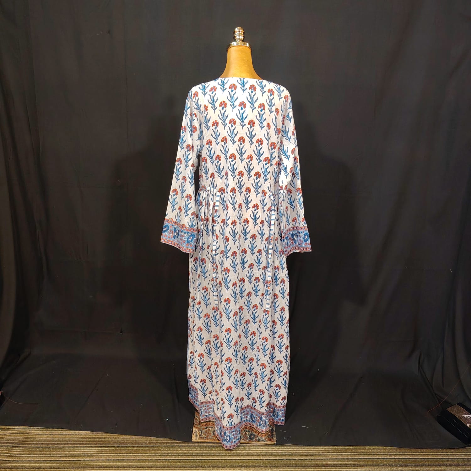 L-XL Bhopali Cotton Printed Dress 57" Long Jalabiya