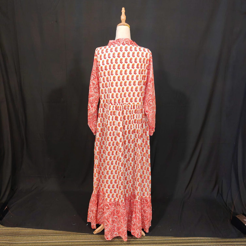 L-XL Bahira Cotton Printed Dress 57" Long Jalabiya