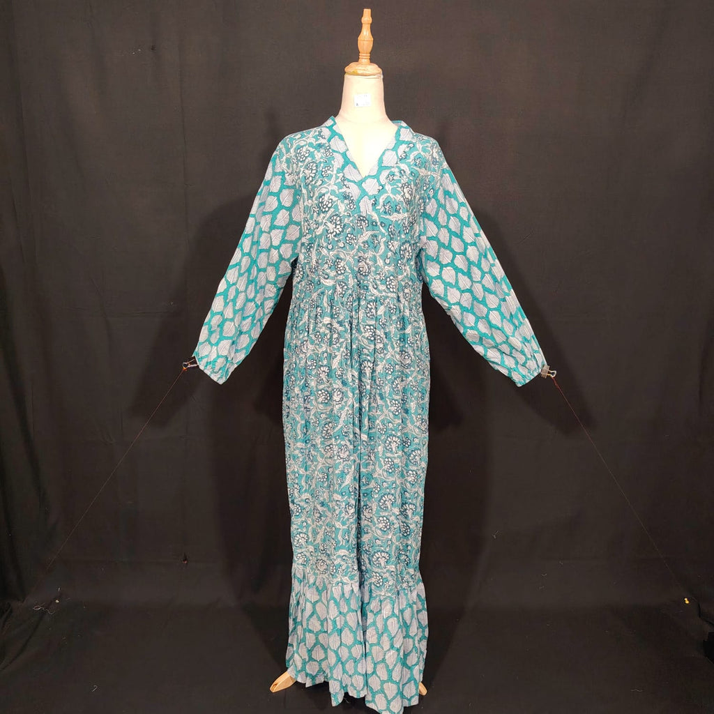 2XL-3XL Bahira Printed Cotton Dress 57" Long Jalabiya