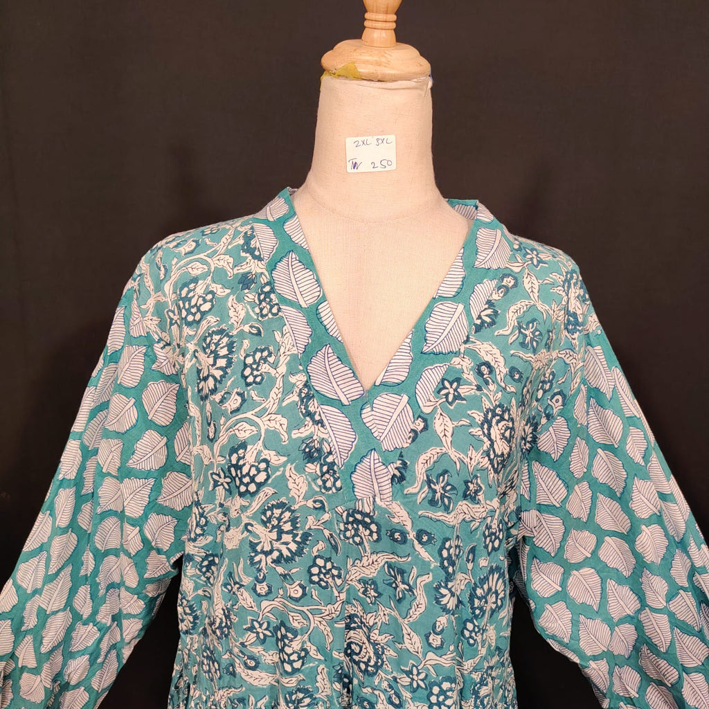 2XL-3XL Bahira Printed Cotton Dress 57" Long Jalabiya