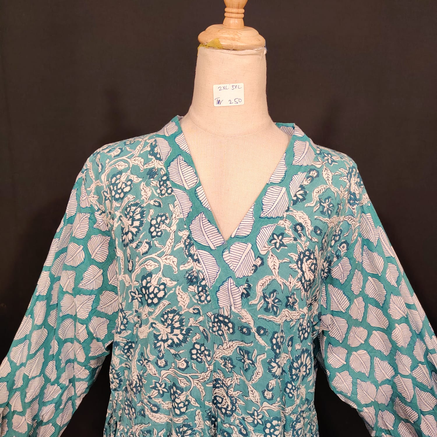 2XL-3XL Bahira Printed Cotton Dress 57" Long Jalabiya