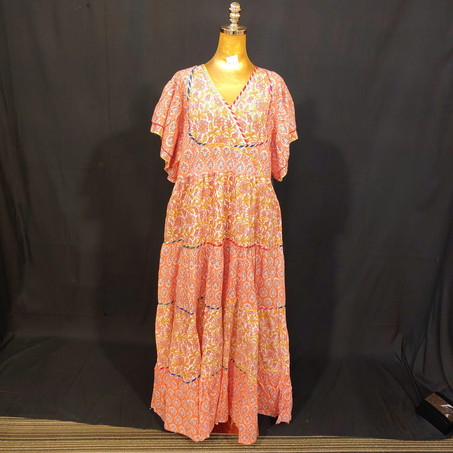 L-XL Dahlia Cotton Printed Dress 57" Long Jalabiya