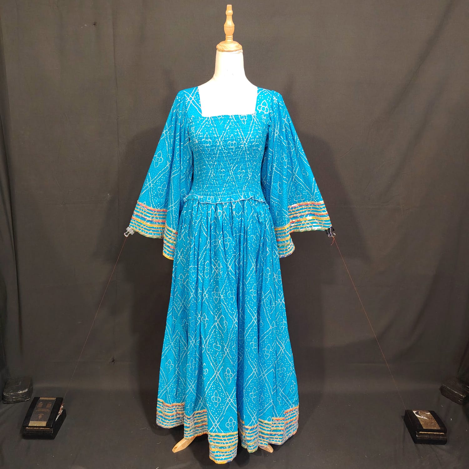 S/M Elzina Printed Cotton Dress 57" Long Jalabiya