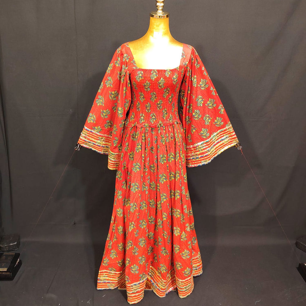 S/M Elzina Printed Cotton Dress 57" Long Jalabiya