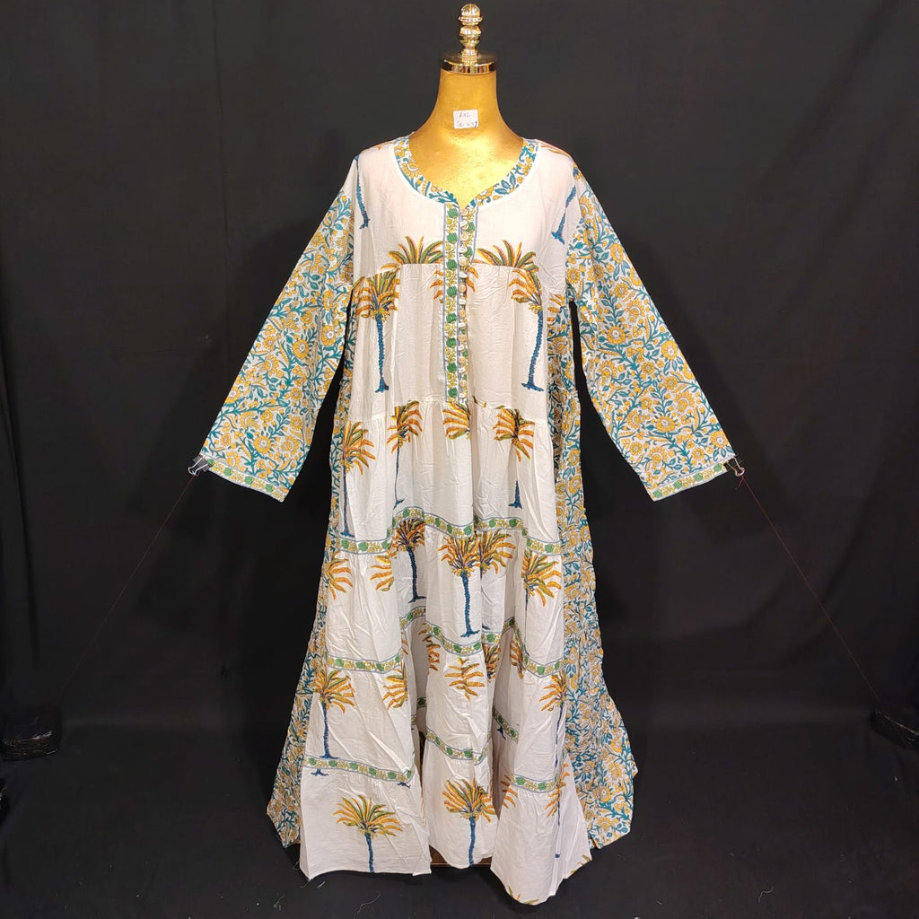 S/M Ebili Printed Cotton Dress 57" Long Jalabiya