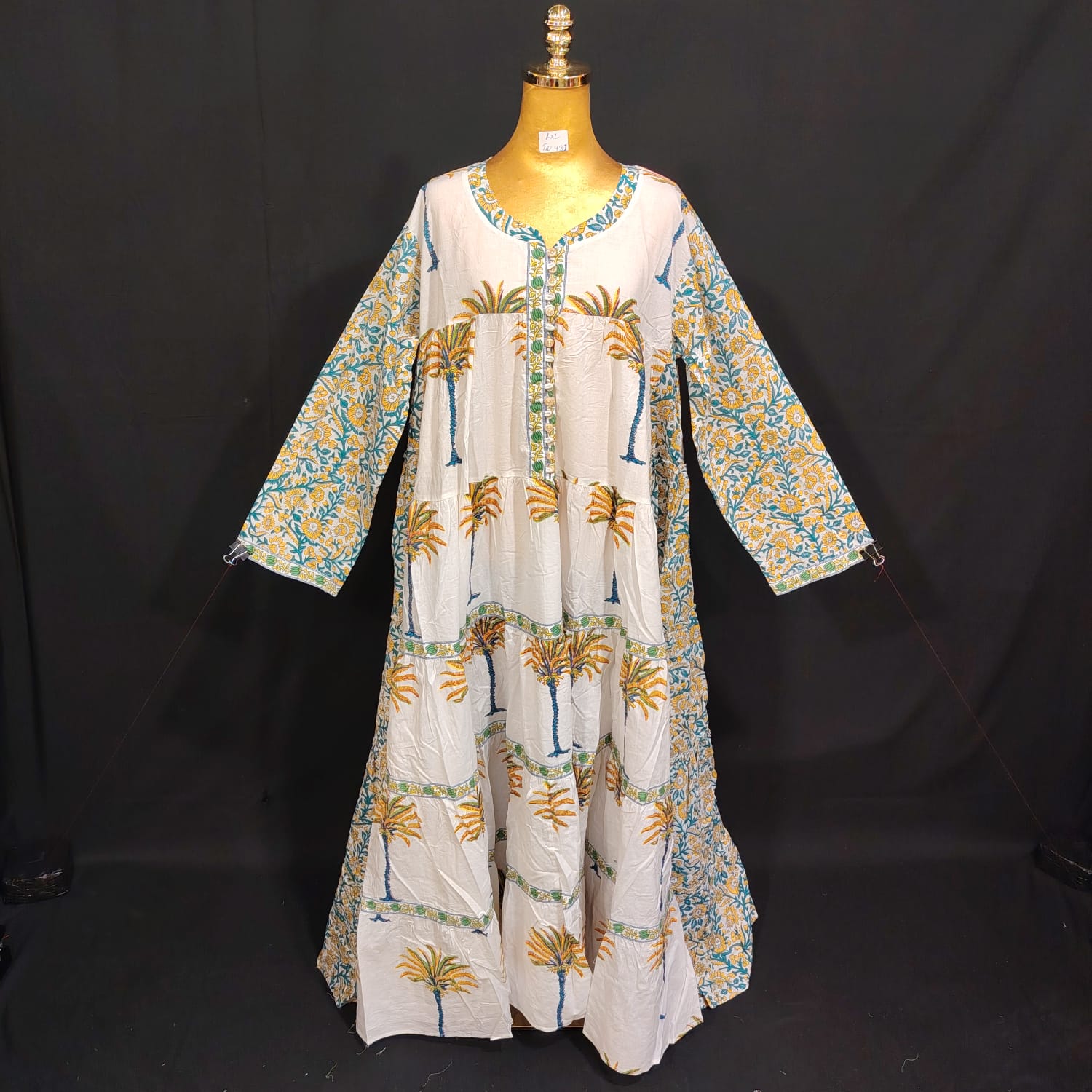 S/M Ebili Printed Cotton Dress 57" Long Jalabiya
