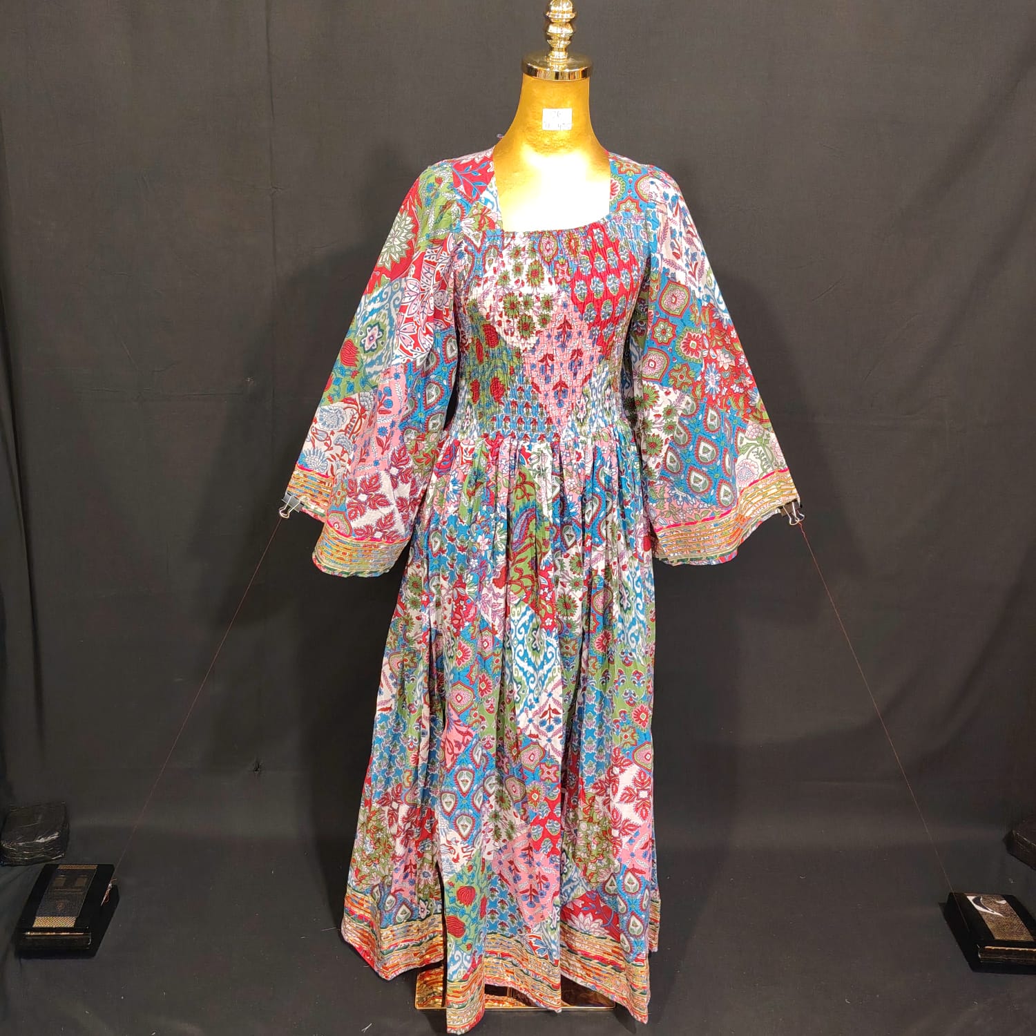 S/M Elzina Printed Cotton Dress 57" Long Jalabiya