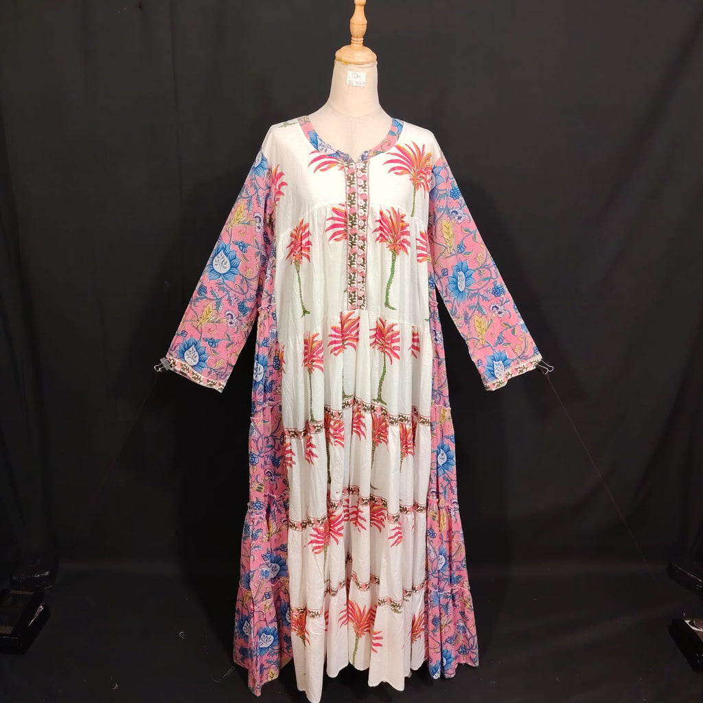 S/M Ebili Printed Cotton Dress 57" Long Jalabiya