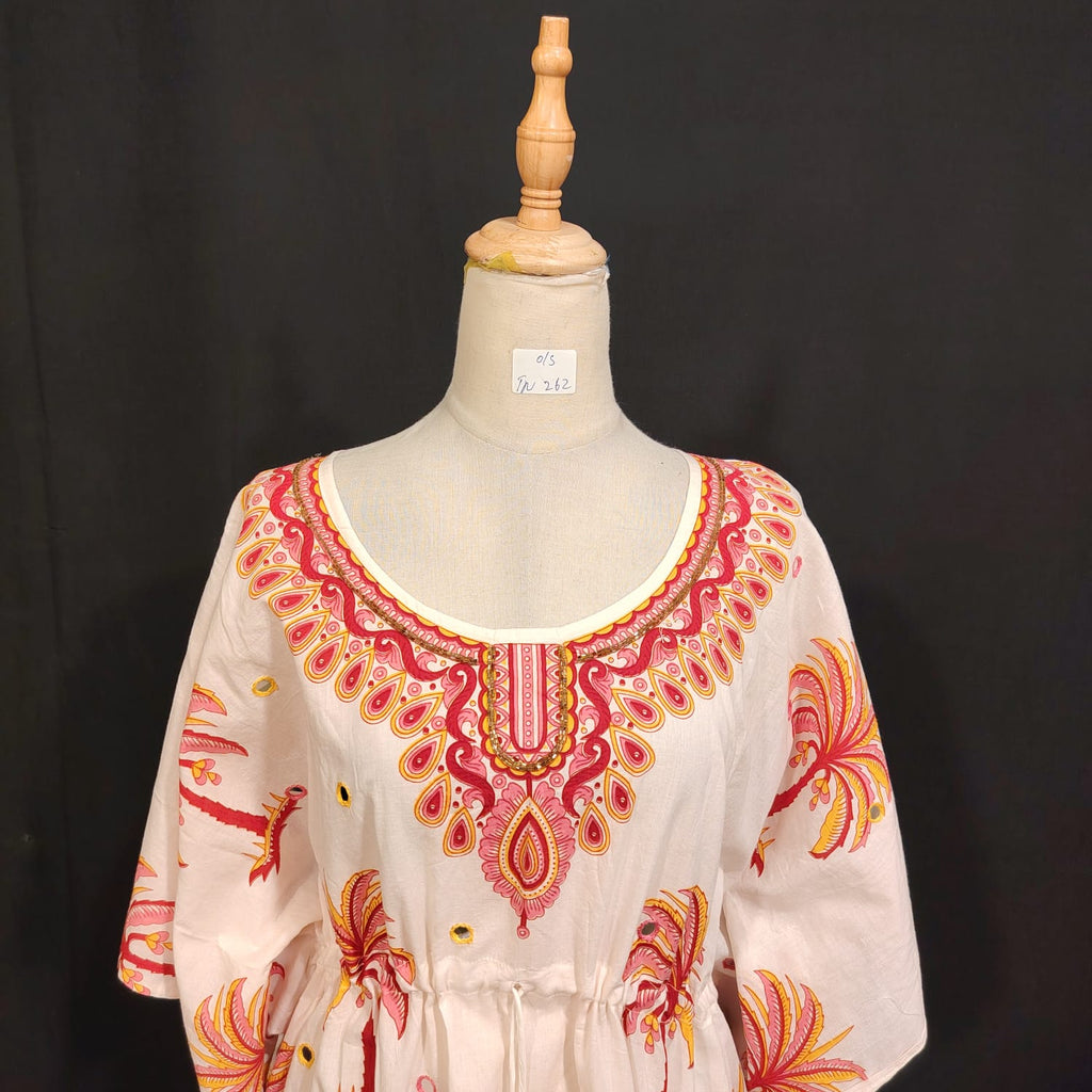 Free size Farasah Printed Cotton Dress 57" Long Jalabiya
