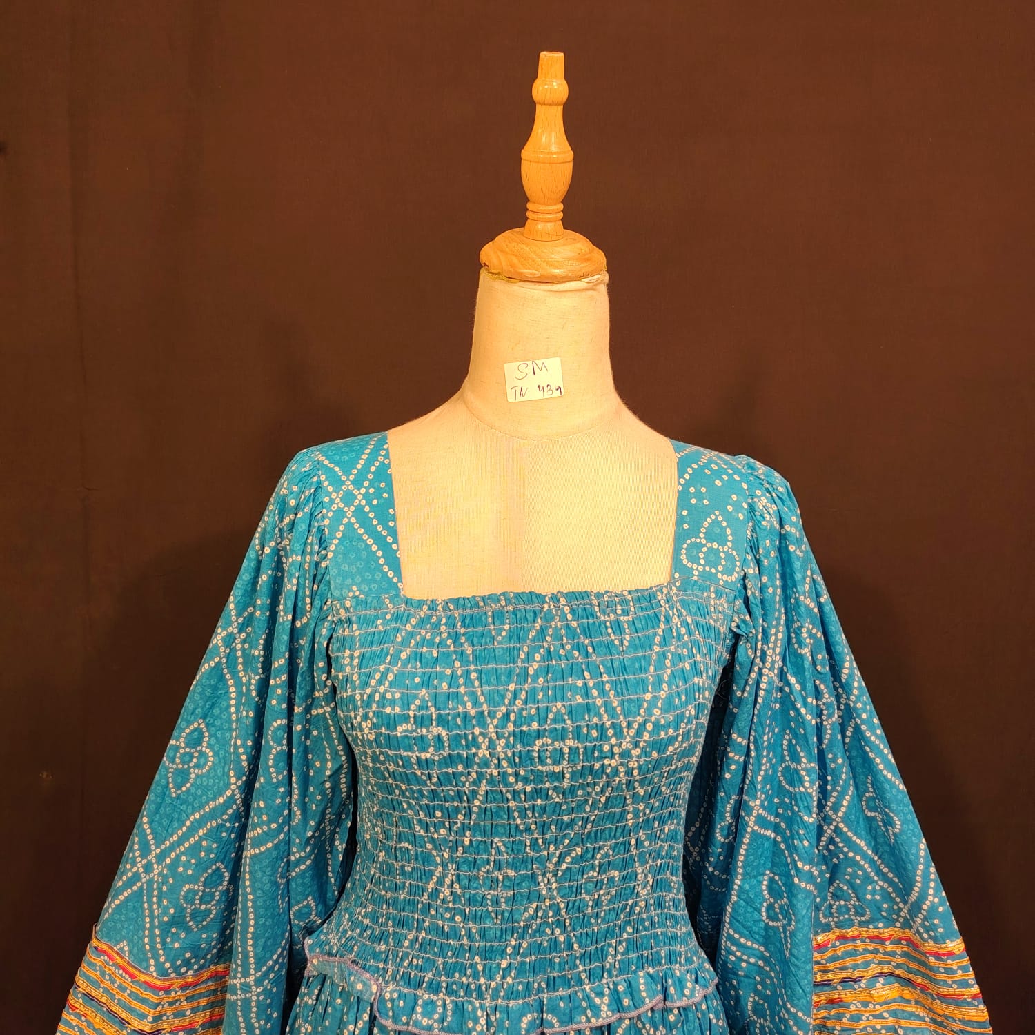 S/M Elzina Printed Cotton Dress 57" Long Jalabiya