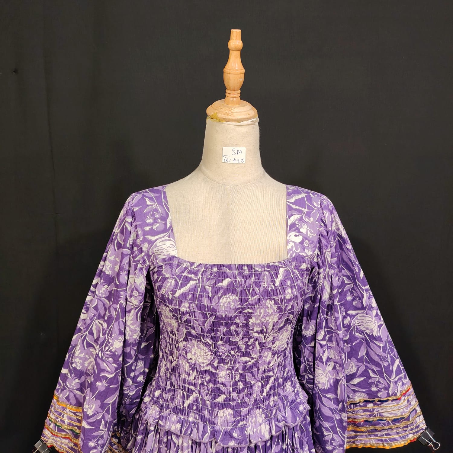 S/M Elzina Printed Cotton Dress 57" Long Jalabiya