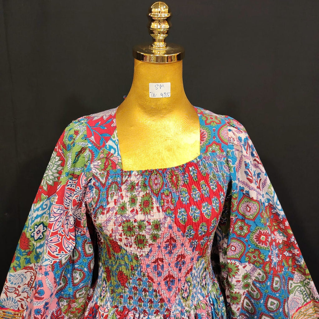S/M Elzina Printed Cotton Dress 57" Long Jalabiya