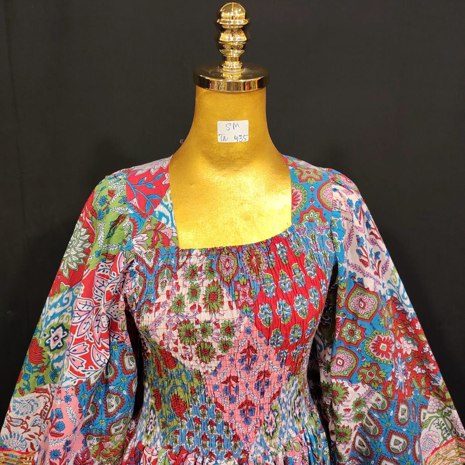 S/M Elzina Printed Cotton Dress 57" Long Jalabiya