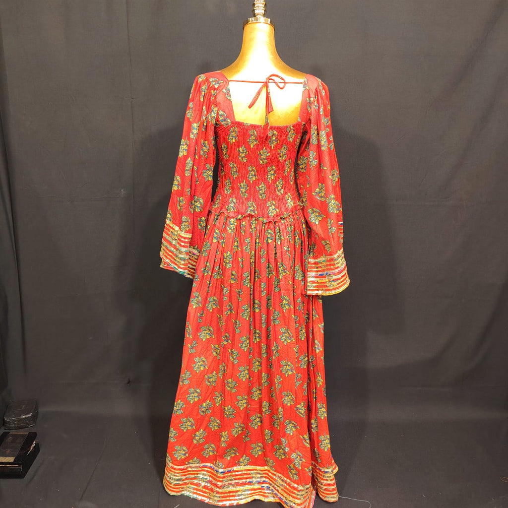S/M Elzina Printed Cotton Dress 57" Long Jalabiya