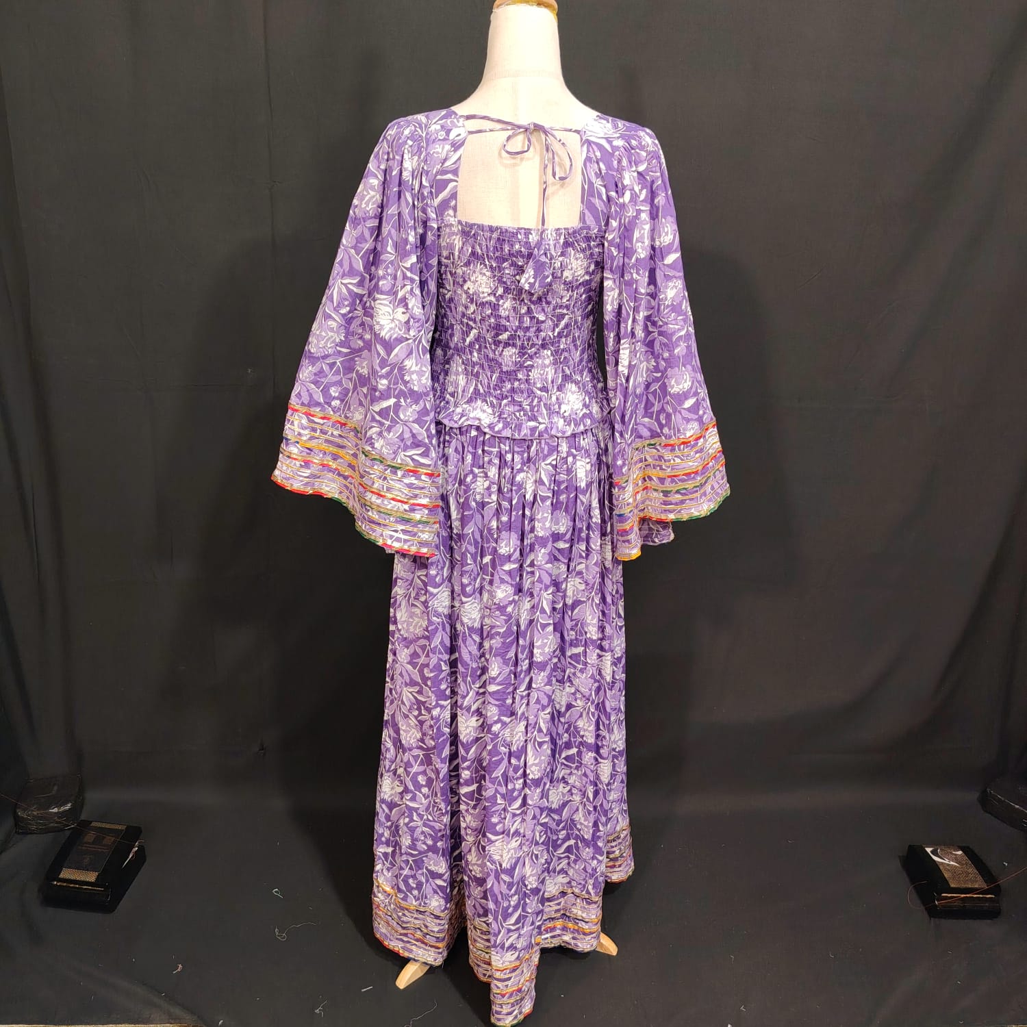 S/M Elzina Printed Cotton Dress 57" Long Jalabiya