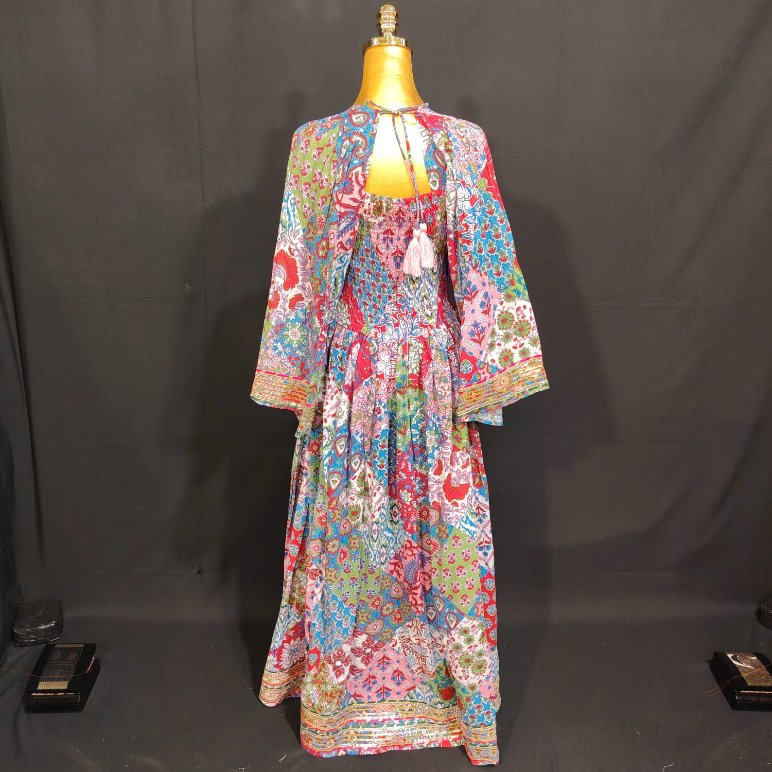 S/M Elzina Printed Cotton Dress 57" Long Jalabiya