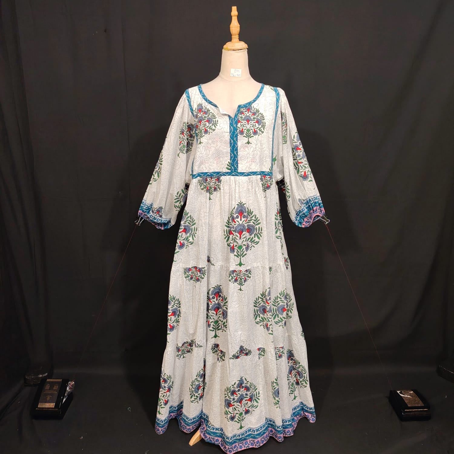 S/M Faiqa Printed Cotton Dress 57" Long Jalabiya