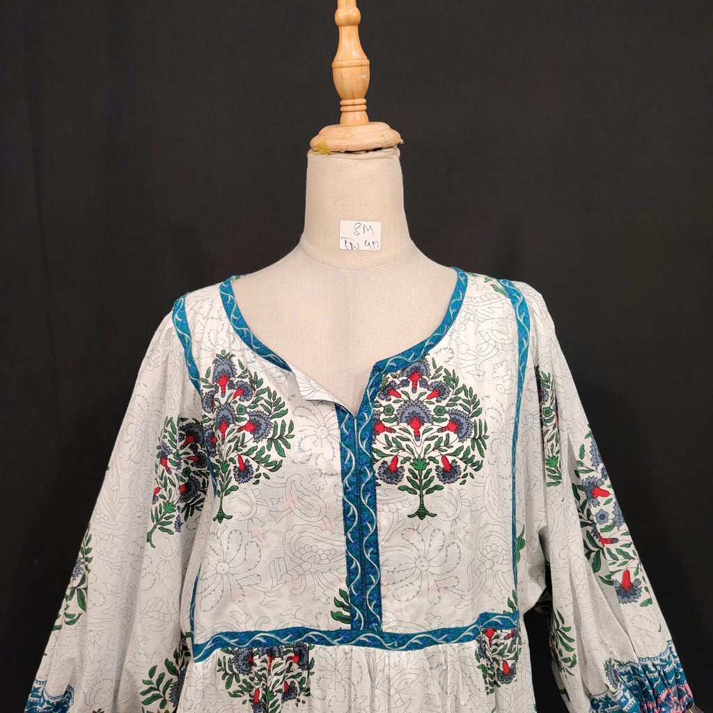 S/M Faiqa Printed Cotton Dress 57" Long Jalabiya