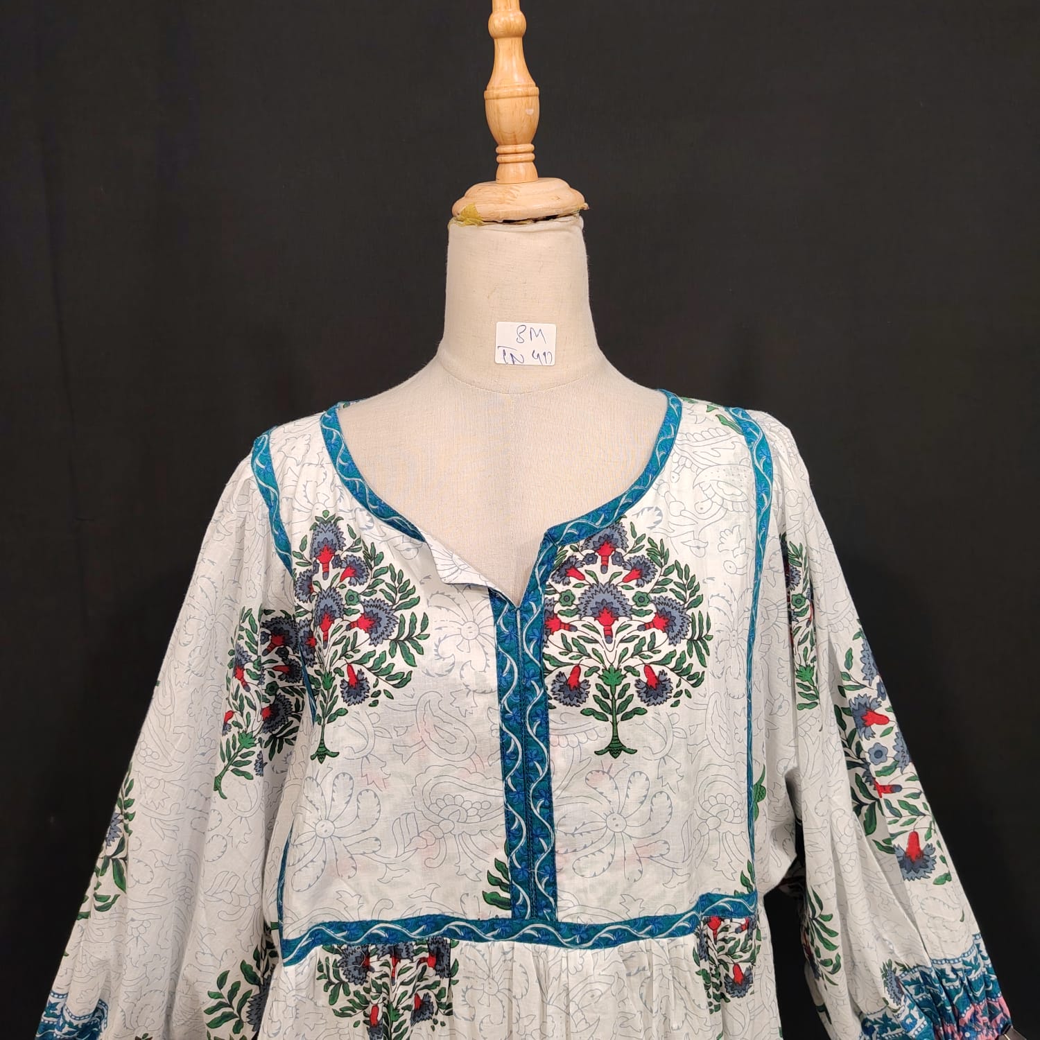 S/M Faiqa Printed Cotton Dress 57" Long Jalabiya