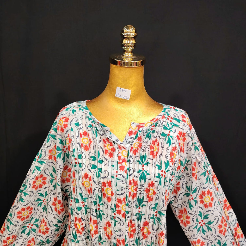 S/M Fawz Printed Cotton Dress 57" Long Jalabiya