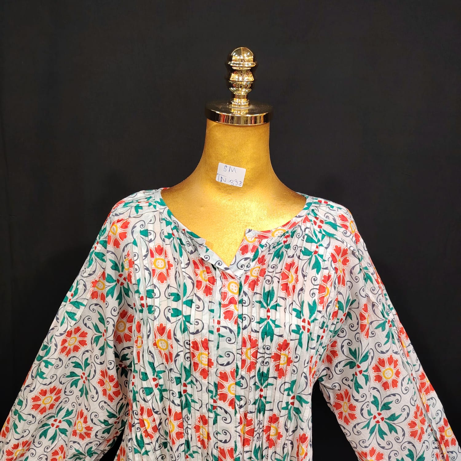 S/M Fawz Printed Cotton Dress 57" Long Jalabiya