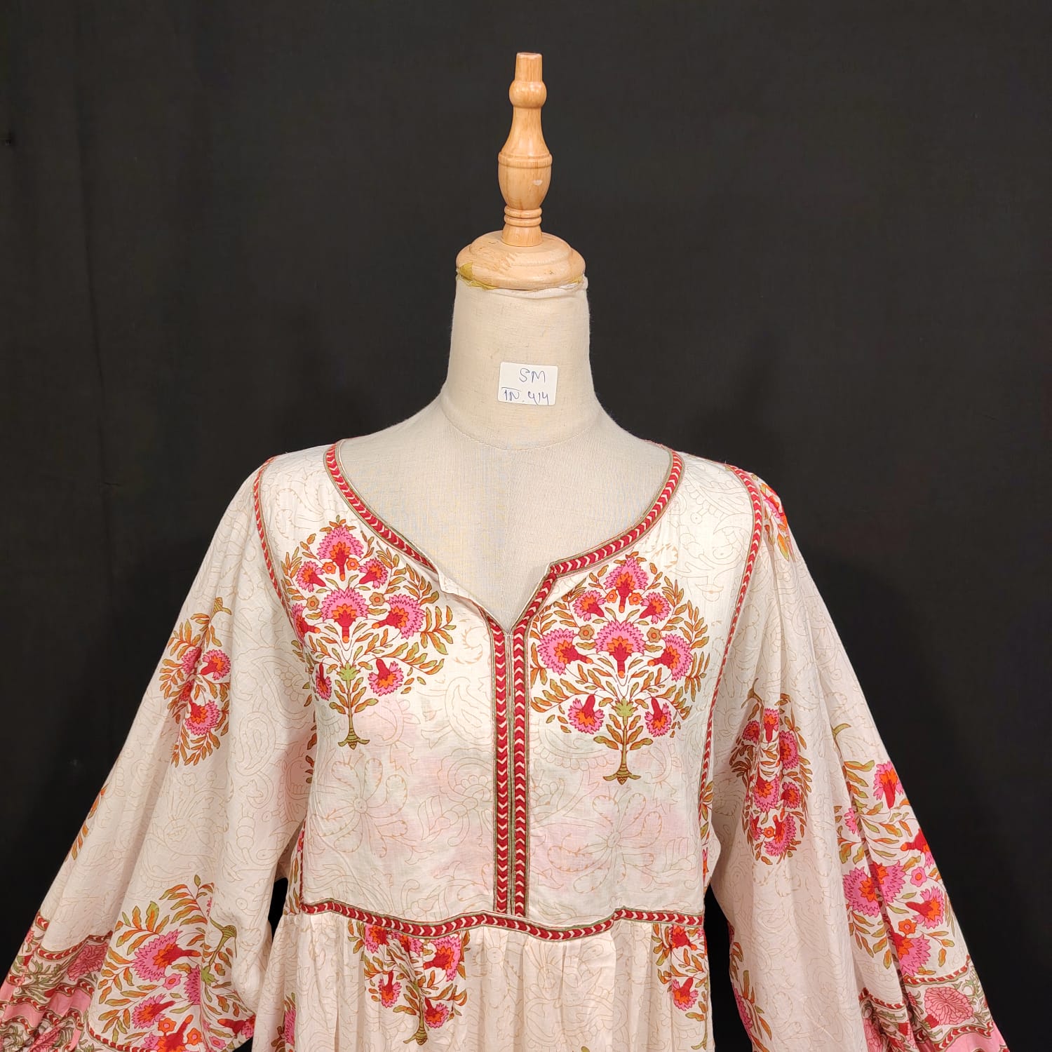 S/M Faiqa Printed Cotton Dress 57" Long Jalabiya