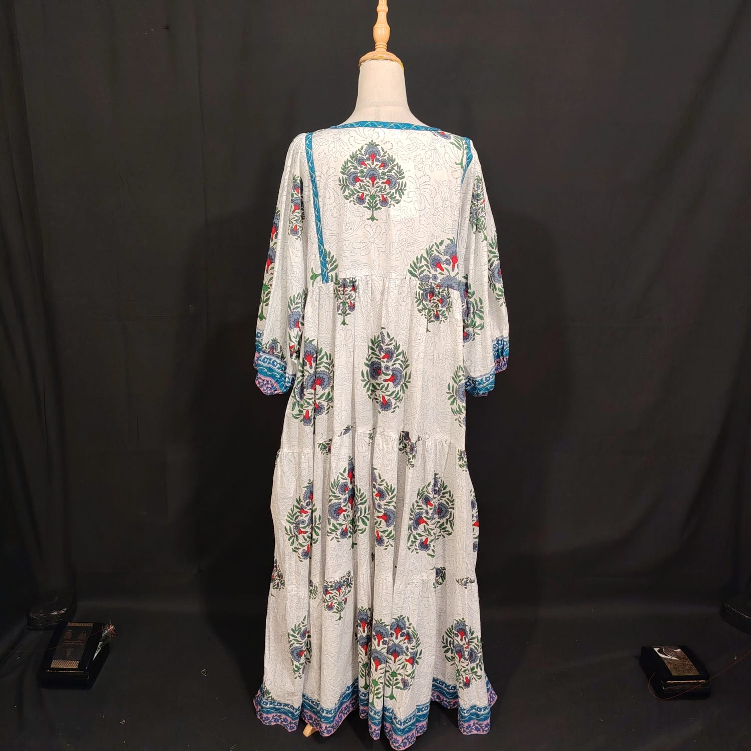S/M Faiqa Printed Cotton Dress 57" Long Jalabiya