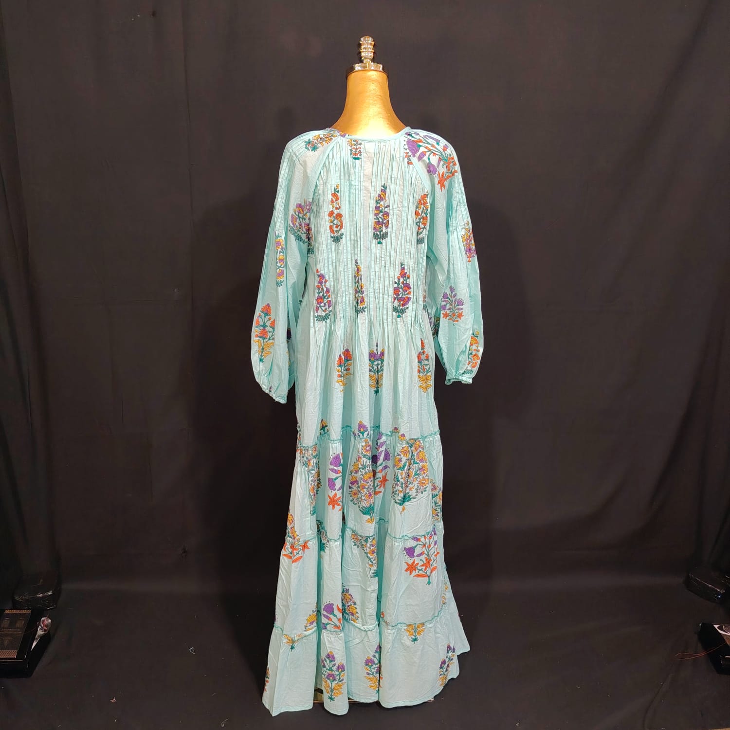 S/M Fawz Printed Cotton Dress 57" Long Jalabiya