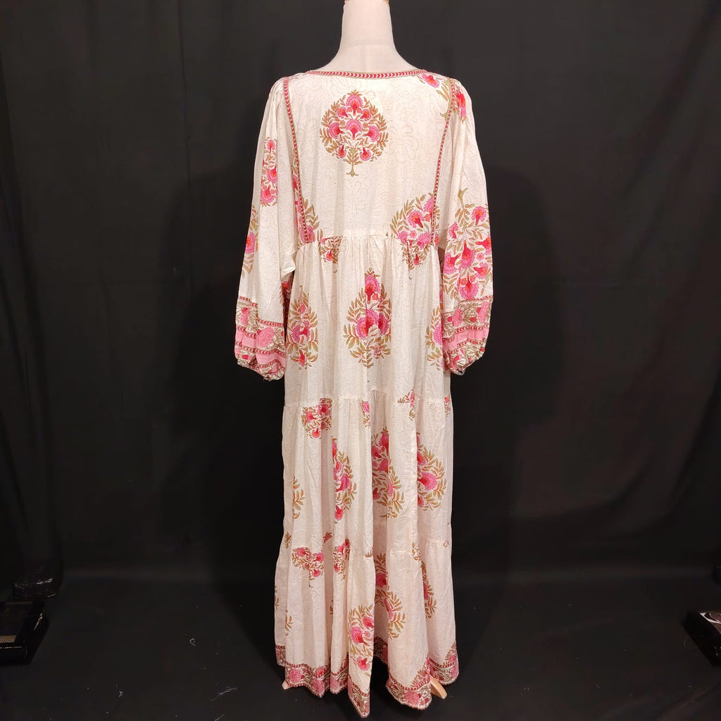 S/M Faiqa Printed Cotton Dress 57" Long Jalabiya