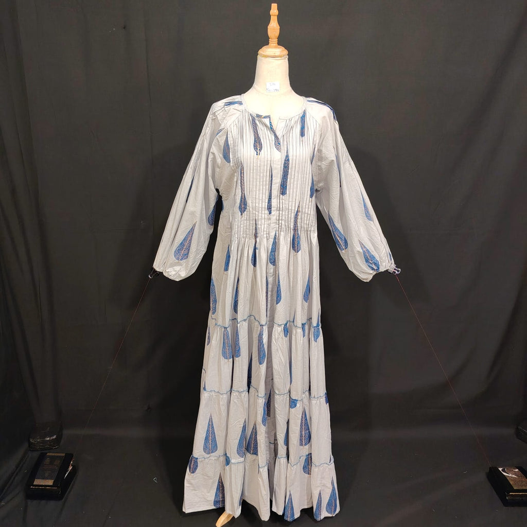 S/M Fawz Printed Cotton Dress 57" Long Jalabiya