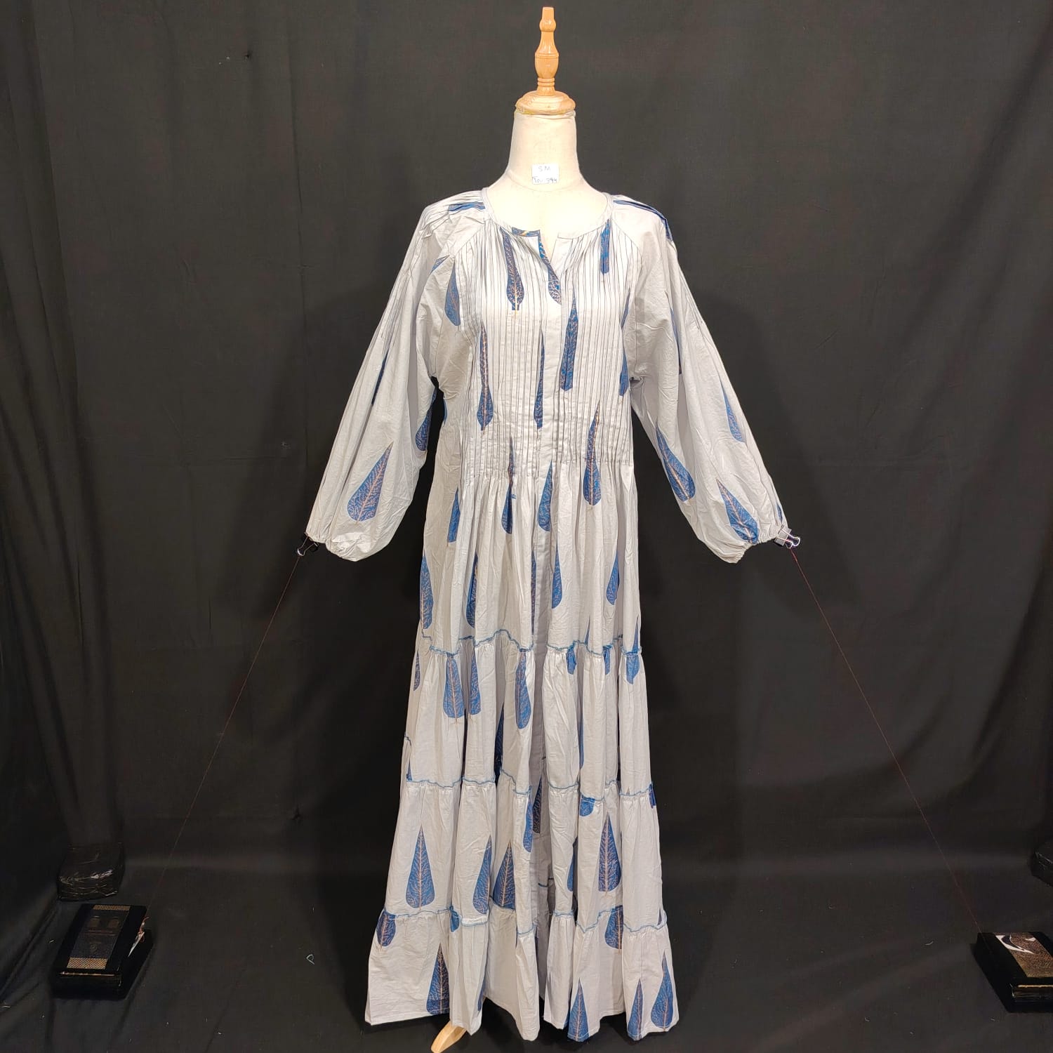 S/M Fawz Printed Cotton Dress 57" Long Jalabiya