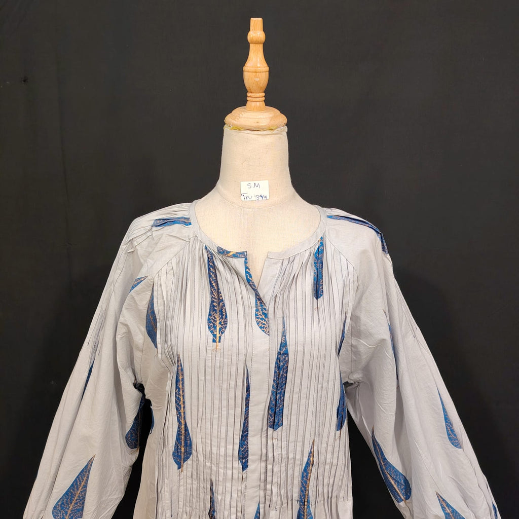 S/M Fawz Printed Cotton Dress 57" Long Jalabiya