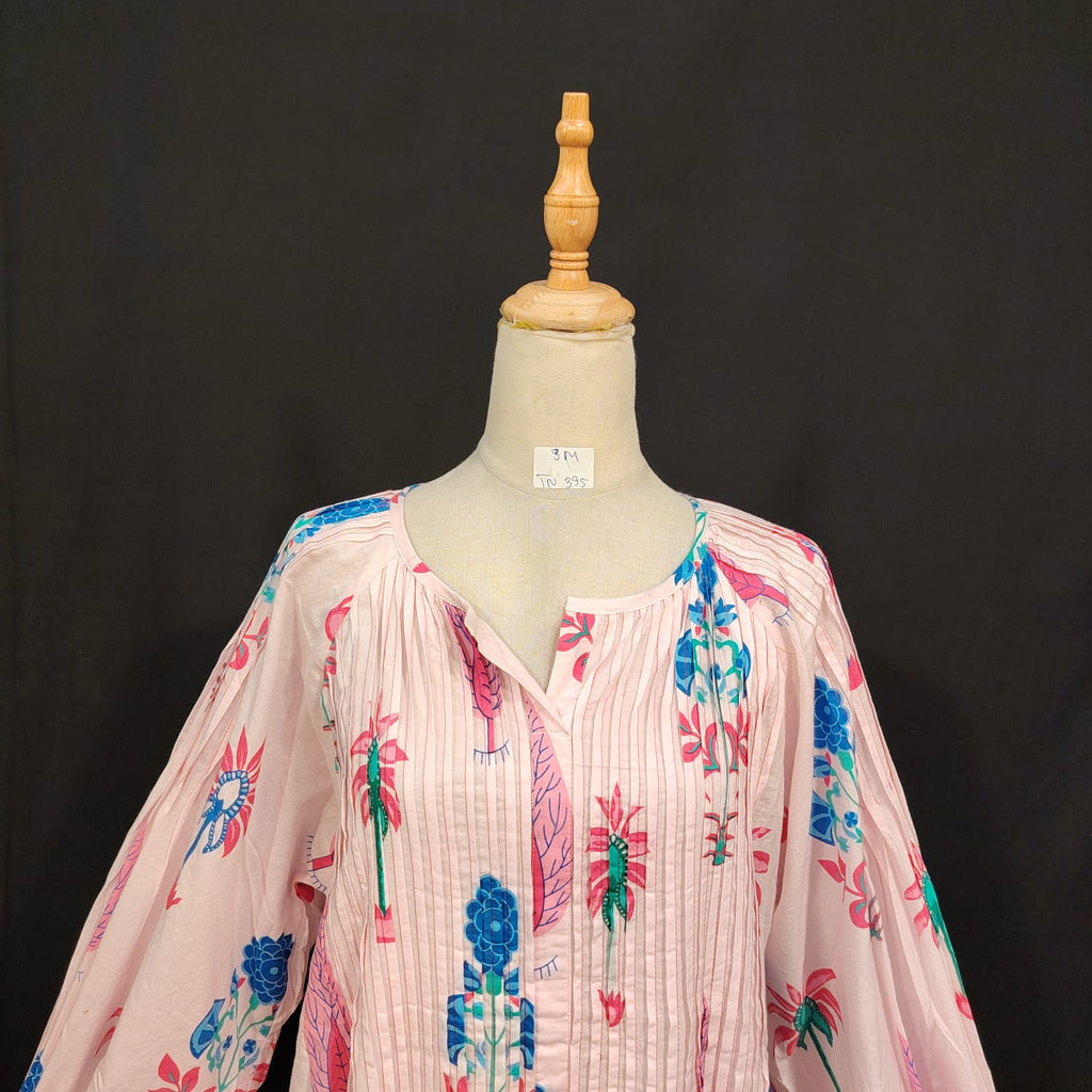 S/M Fawz Printed Cotton Dress 57" Long Jalabiya