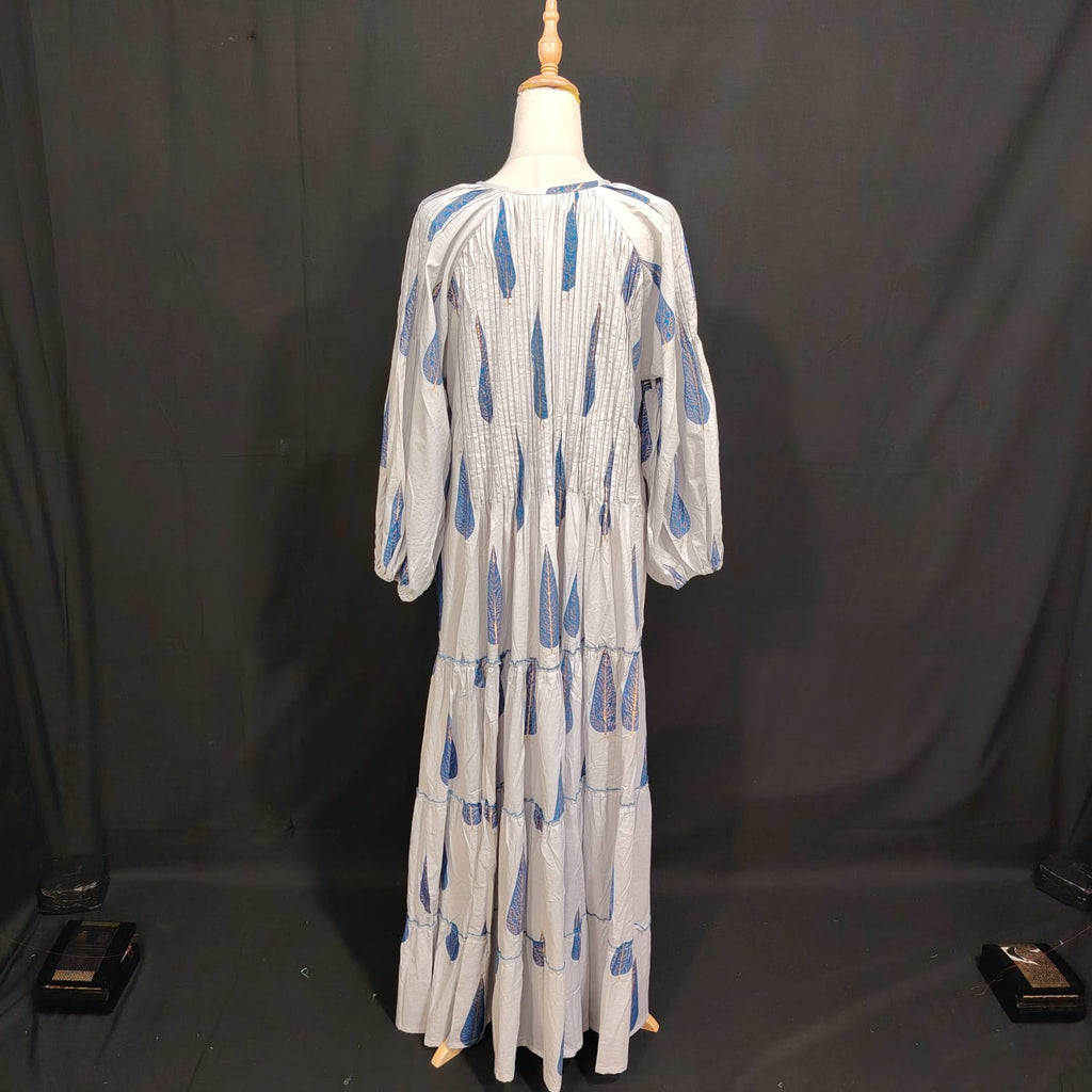 S/M Fawz Printed Cotton Dress 57" Long Jalabiya