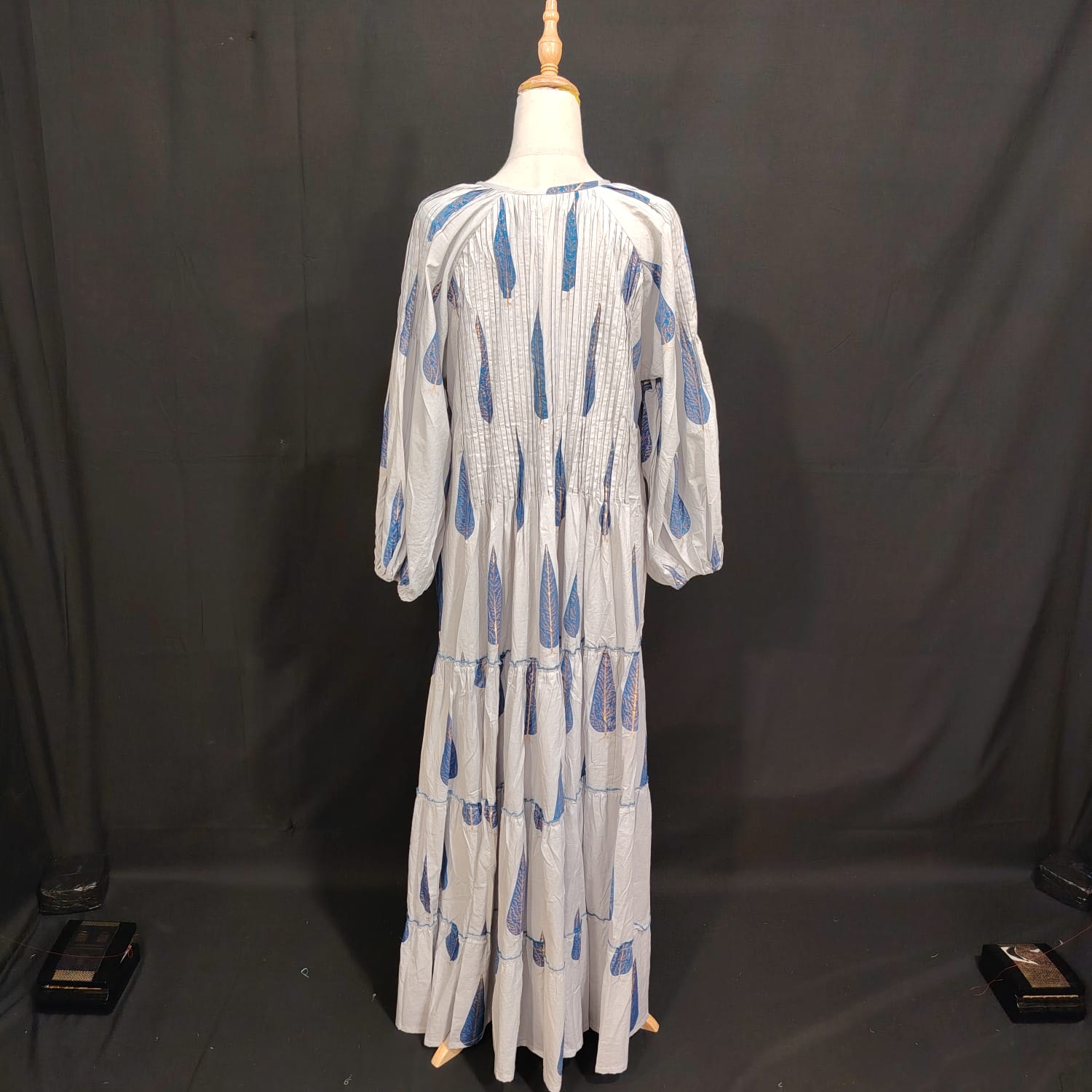 S/M Fawz Printed Cotton Dress 57" Long Jalabiya